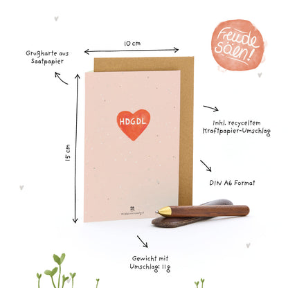 Grußkarte - HDGDL - Hab dich ganz doll lieb