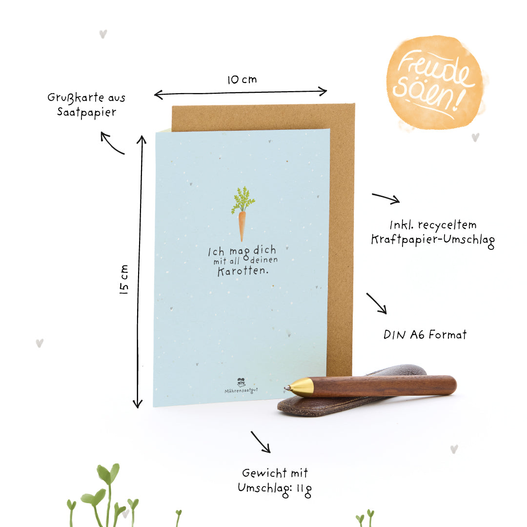 Grußkarte - Ich mag dich mit all deinen Karotten