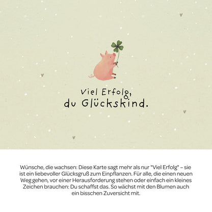 Grußkarte - Viel Erfolg, du Glückskind!