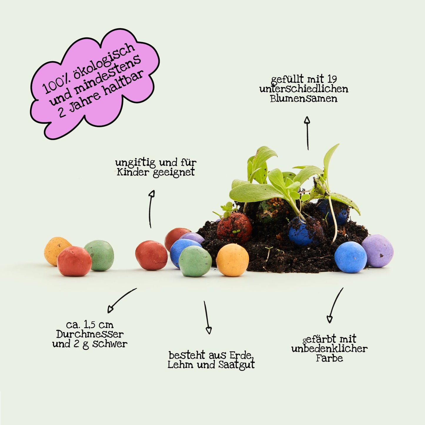 100 lose Blumenmurmeln, unverpackt