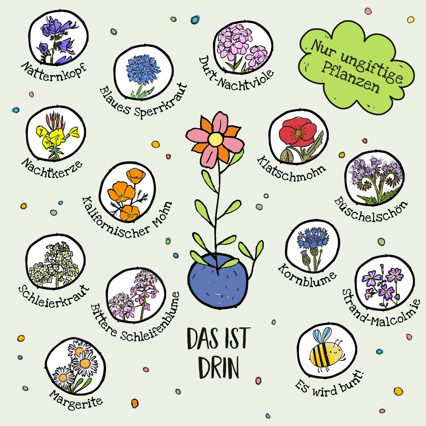10x5 Blumenmurmeln im Tütchen "Frohes Neues Jahr"