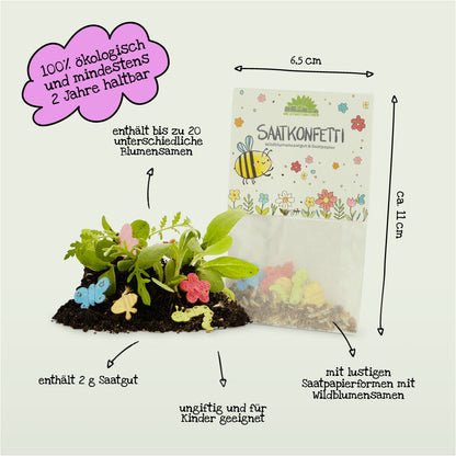 10 x buntes Saatkonfetti im Tütchen
