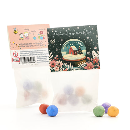 10x5 Blumenmurmeln im Tütchen "Schneekugel"