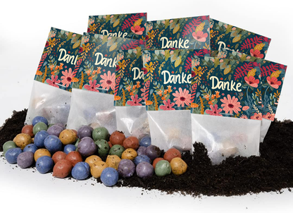 10x5 Blumenmurmeln im Tütchen – Danke
