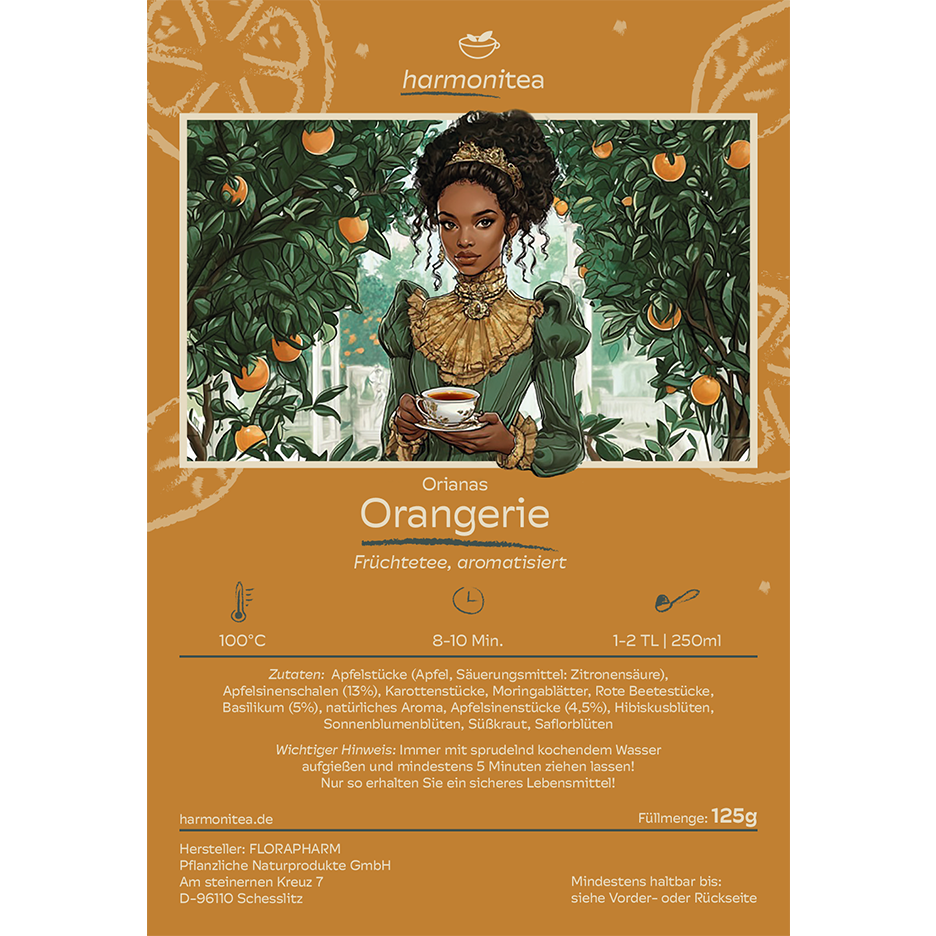 Orianas Orangerie, Tee mit Apfelsine-Basilikum