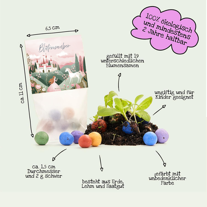 10x5 Blumenmurmeln im Tütchen – Blütenzauber