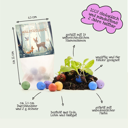 10x5 Blumenmurmeln im Tütchen – Waldfreunde