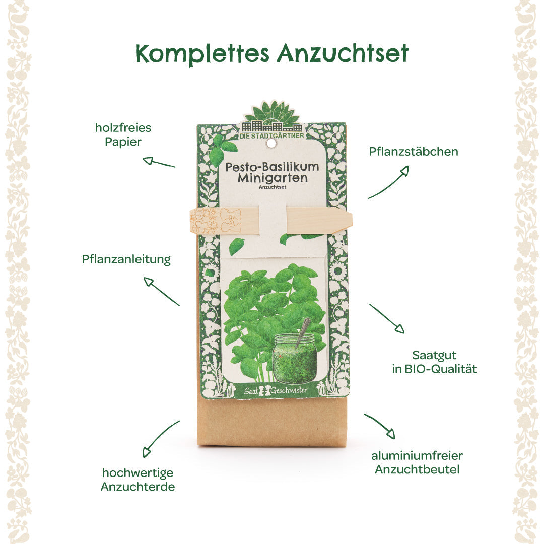 Anzuchtset – Minigarten BIO-Basilikum