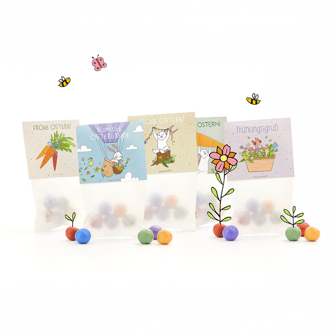 10x5 Blumenmurmeln im Tütchen – Osterdesign