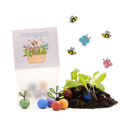 10x5 Blumenmurmeln im Tütchen "Frühlingsgruß"